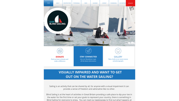 Screenshot of the Blind Sailing website