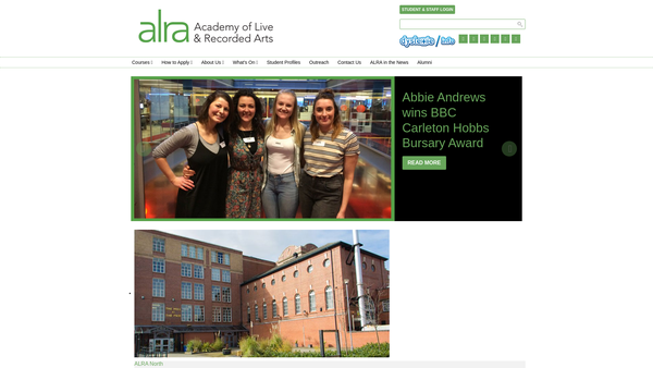Screenshot of the Alra website