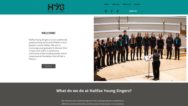Screenshot of the Halifax Young Singers Limited website