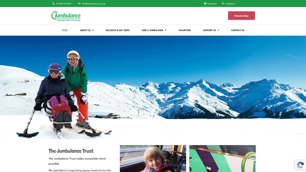Screenshot of the Jumbulance Trust website