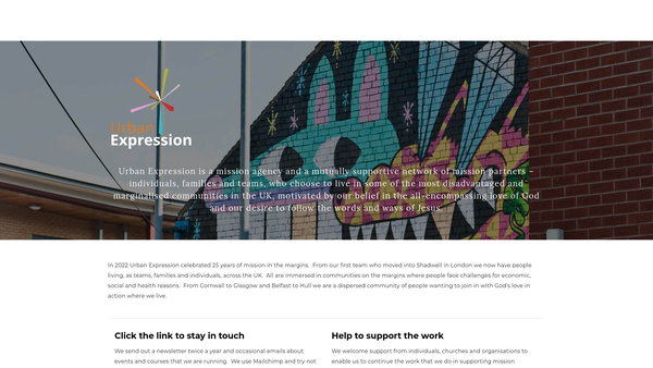 Screenshot of the Urban Expression website