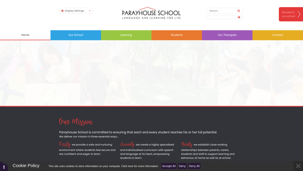 Screenshot of the Parayhouse School website