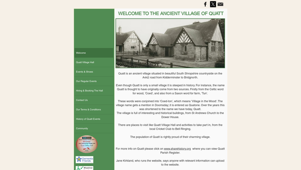 Screenshot of the Quatt Village Hall Committee website