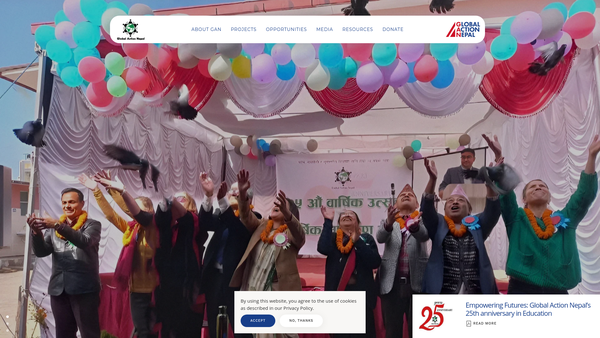 Screenshot of the Global Action Nepal website