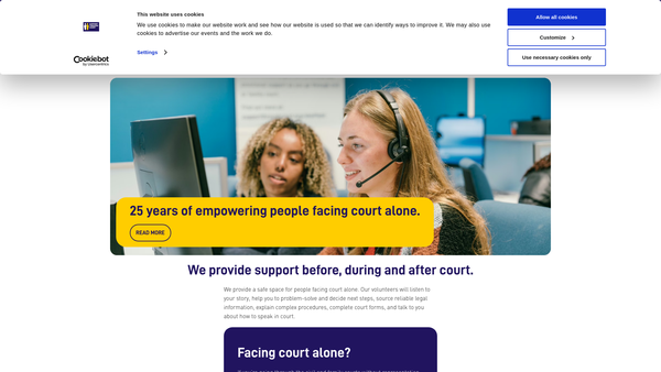Screenshot of the Support Through Court website