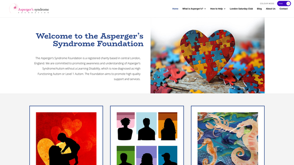 Screenshot of the Asperger's Syndrome Foundation website