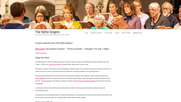 Screenshot of the The Hythe Singers website