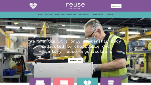 Screenshot of the Reuse Network Ltd website