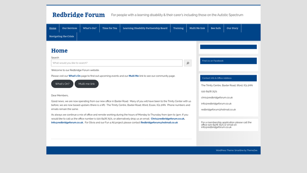 Screenshot of the Redbridge Forum website
