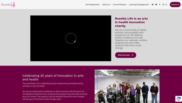 Screenshot of the Rosetta Life website