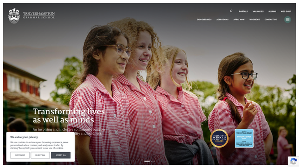 Screenshot of the Wolverhampton Grammar School 1958 Appeal Fund website
