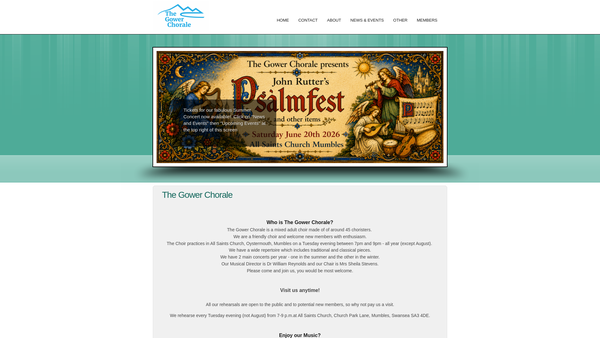 Screenshot of the The Gower Chorale website