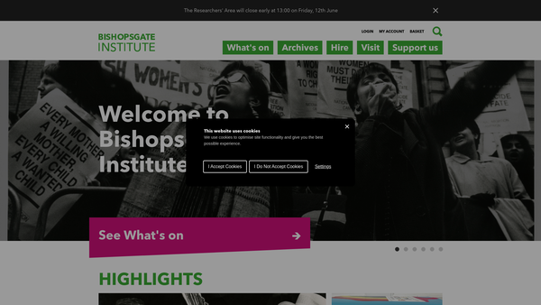 Screenshot of the The Bishopsgate Foundation website
