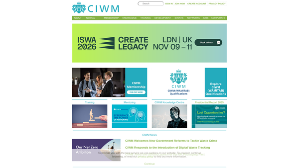 Screenshot of the Chartered Institution Of Wastes Management website