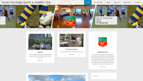 Screenshot of the Foots Cray Rugby Sports And Athletic Club website
