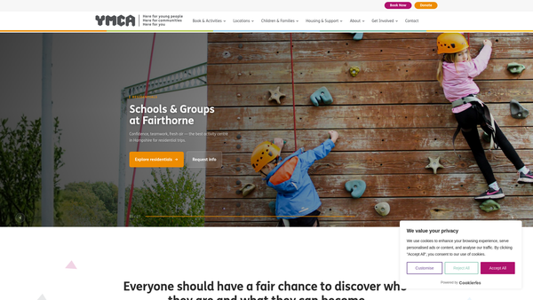 Screenshot of the YMCA Fairthorne Group website