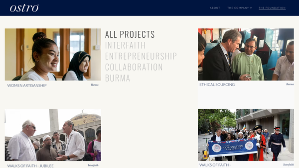 Screenshot of the Ostro Fayre Share Foundation website