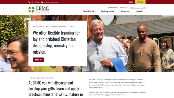 Screenshot of the Eastern Region Ministry Course website