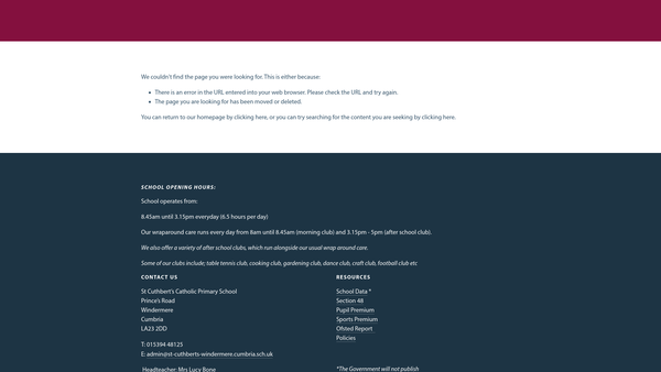 Screenshot of the Friends Of St Cuthbert's School Windermere website