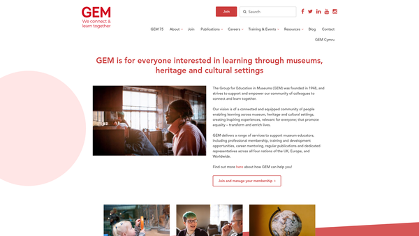 Screenshot of the Group For Education In Museums website