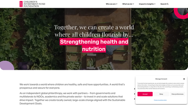 Screenshot of the The Children's Investment Fund Foundation (UK) website
