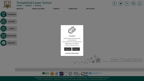 Screenshot of the Templefield Association website