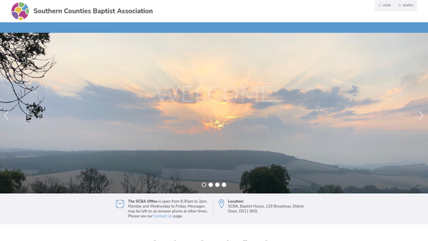 Screenshot of the The Southern Counties Baptist Association website