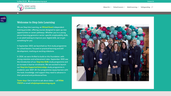 Screenshot of the V Learning Network website