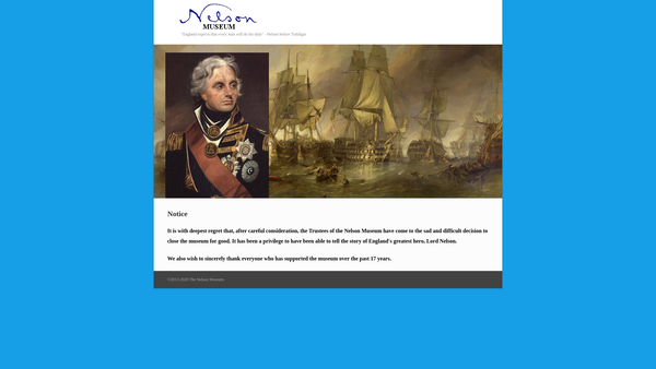 Screenshot of the Nelson Museum website