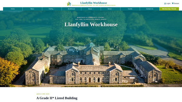 Screenshot of the Llanfyllin Dolydd Building Preservation Trust website