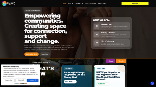 Screenshot of the Black & Minority Ethnic Community Partnership website