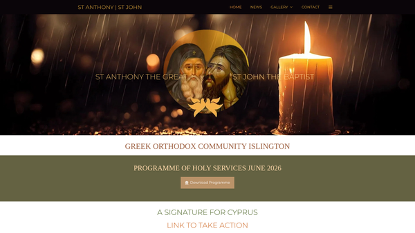 Screenshot of the The Greek Orthodox Community Of St John The Baptist And St Anthony website
