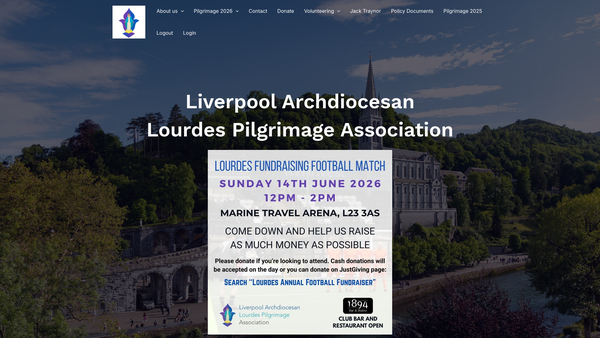 Screenshot of the Liverpool Archdiocesan Lourdes Pilgrimage Association website
