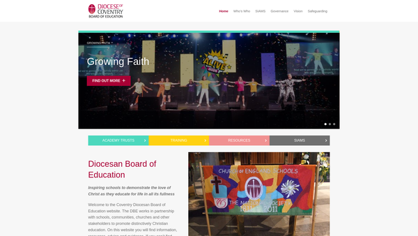 Screenshot of the Coventry Diocesan Board Of Education website