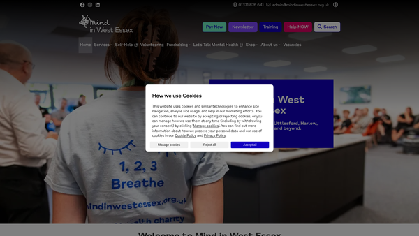 Screenshot of the Mind In West Essex website