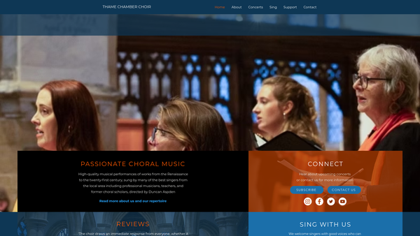 Screenshot of the Thame Chamber Choir website