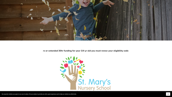 Screenshot of the Saint Mary's Nursery School website