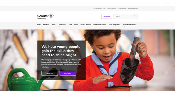 Screenshot of the 3rd Newbury Scout Group website