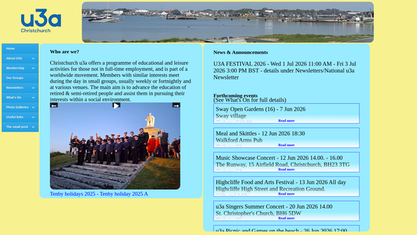Screenshot of the Christchurch University Of The Third Age website