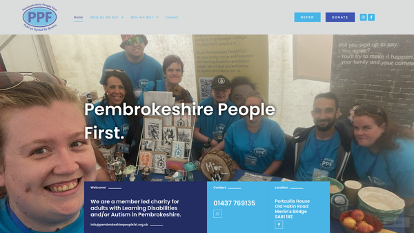 Screenshot of the Pembrokeshire People First website
