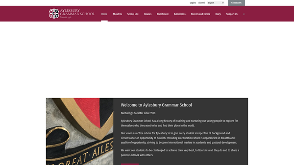 Screenshot of the Aylesbury Grammar School PTA website