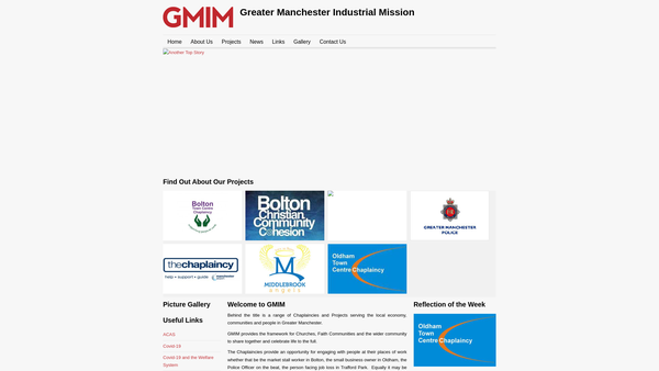Screenshot of the Greater Manchester Industrial Mission website
