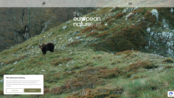 Screenshot of the European Nature Trust website