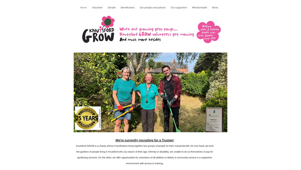 Screenshot of the Knutsford Grow (Garden Regeneration Over Ward Community Association) website