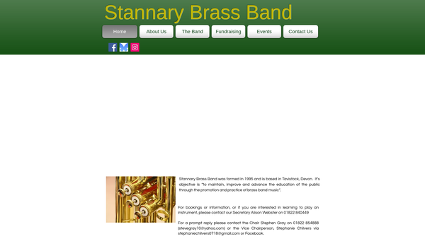 Screenshot of the Stannary Brass Band website