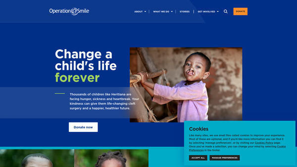 Screenshot of the Operation Smile United Kingdom website
