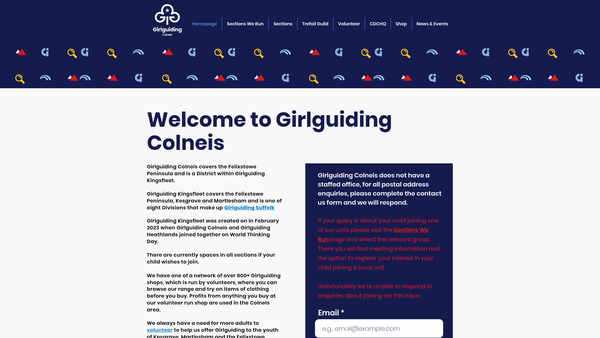 Screenshot of the Colneis Division Guide Association website