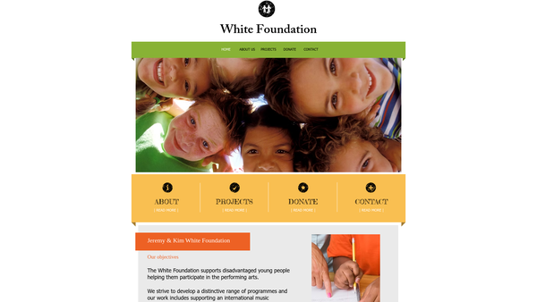 Screenshot of the Jeremy And Kim White Foundation website