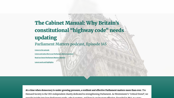 Screenshot of the Hansard Society Limited website