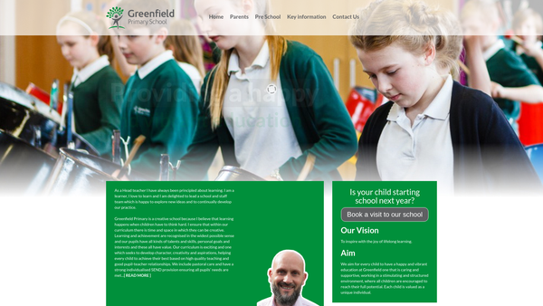 Screenshot of the Greenfield PTFA website